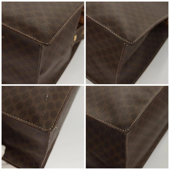 CELINE Macadam Canvas Hand Bag PVC Leather Brown Gold Auth hk2512 - Picture 15 of 16